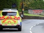 A police vehicle passes the Tregenna Castle ahead of the G7 summit, in Carbis Bay, Cornwall, Britain.