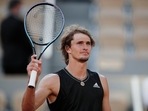 Germany's Alexander Zverev celebrates after winning his quarter-final match against Spain's Alejandro Davidovich Fokina