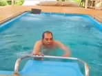Dharmendra in his farmhouse swimming pool.