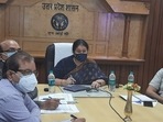 Additional chief secretary, secondary education, Aradhana Shukla chairing video conferencing with principals of government, aided, private schools to gather suggestions as how to promote 56 lakh class 10, 12 students without exams. Additional chief secretary, secondary education, Aradhana Shukla chairing video conferencing with principals of government, aided, private schools to gather suggestions as how to promote 56 lakh class 10, 12 students without exams.