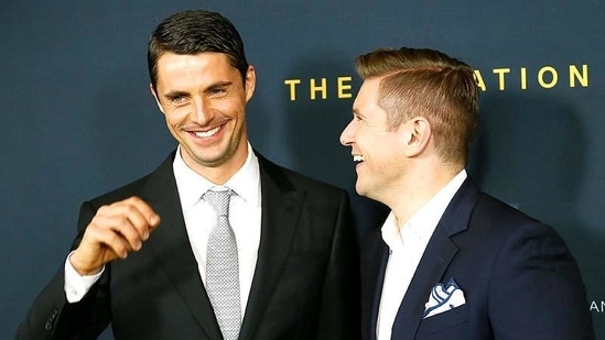 Actors Matthew Goode and Allen Leech pose together.( Reuters)