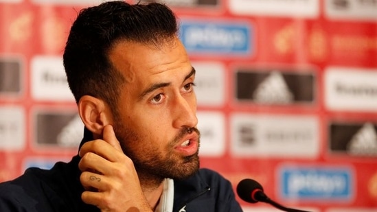 Spain's Sergio Busquets during the press conference. File (REUTERS)