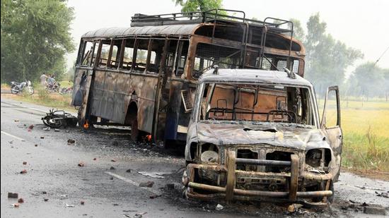 Police had opened fire on people protesting against sacrilege incidents at Kotkapura in Faridkot district, leaving two men dead, on October 14, 2015. (HT File Photo) Police had opened fire on people protesting against sacrilege incidents at Kotkapura in Faridkot district, leaving two men dead, on October 14, 2015. (HT File Photo)