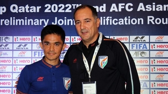 File Photo of Sunil Chhetri and Igor Stimac (right). (Twitter) File Photo of Sunil Chhetri and Igor Stimac (right). (Twitter)