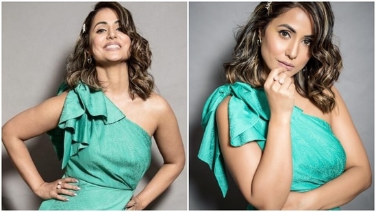 Hina Khan in <span class='webrupee'>₹</span>3k one-shoulder ruffle dress gives us the perfect look for summer(Instagram/@realhinakhan)