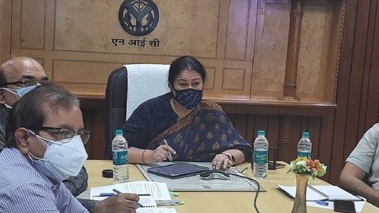Additional chief secretary, secondary education, Aradhana Shukla chairing video conferencing with principals of government, aided, private schools to gather suggestions as how to promote 56 lakh class 10, 12 students without exams. Additional chief secretary, secondary education, Aradhana Shukla chairing video conferencing with principals of government, aided, private schools to gather suggestions as how to promote 56 lakh class 10, 12 students without exams.