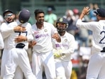 Indian players celebrate a wicket against England during the home series. Indian players celebrate a wicket against England during the home series.