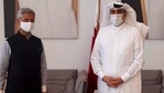 Foreign minister S Jaishankar, who was on his way to Kuwait, made a stopover in Doha, where he met Qatari National Security Adviser (NSA) Mohamed Bin Ahmed Al Mesned (Twitter/S Jaishankar) Foreign minister S Jaishankar, who was on his way to Kuwait, made a stopover in Doha, where he met Qatari National Security Adviser (NSA) Mohamed Bin Ahmed Al Mesned (Twitter/S Jaishankar)