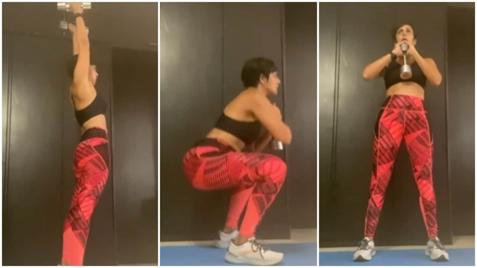 Mandira Bedi Xxx Video - Mandira Bedi's morning squats routine is smooth like Butter, this video is  proof | Health - Hindustan Times