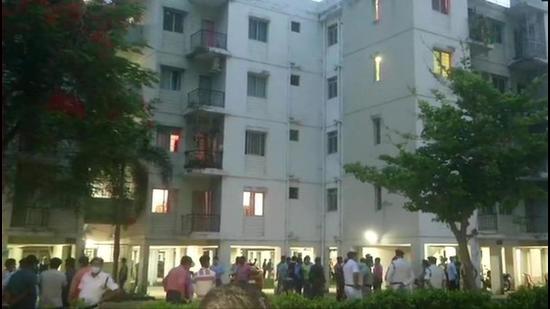 The criminals were hiding in a rented apartment at a posh multi-storeyed residential complex in New Town area near Kolkata. (ANI PHOTO.)