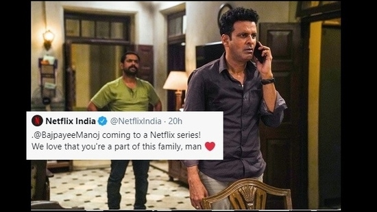 Manoj Bajpayee responded in an amusing way to Amazon Prime's tweet.(Twitter/@NetflixIndia)