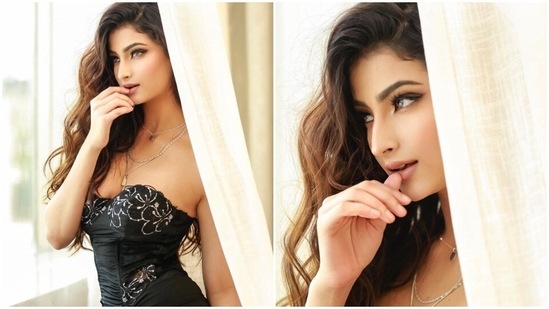 Palak Tiwari posed in a black dress.