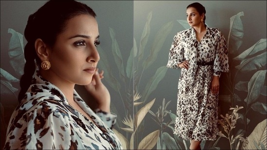 Vidya Balan takes ‘Sherni’ vibes a notch higher in leopard print shirt, pleated skirt(Instagram/who_wore_what_when)