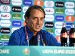Italy coach Roberto Mancini during the press conference.