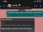 The viral screenshot of WhatsApp family group posted by the Twitter user(Twitter/@ughneha) The viral screenshot of WhatsApp family group posted by the Twitter user(Twitter/@ughneha)