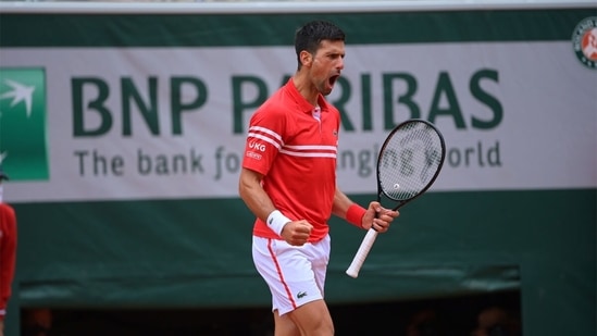Novak Djokovic is ecstatic after the win. (Roland Garros/Twitter)