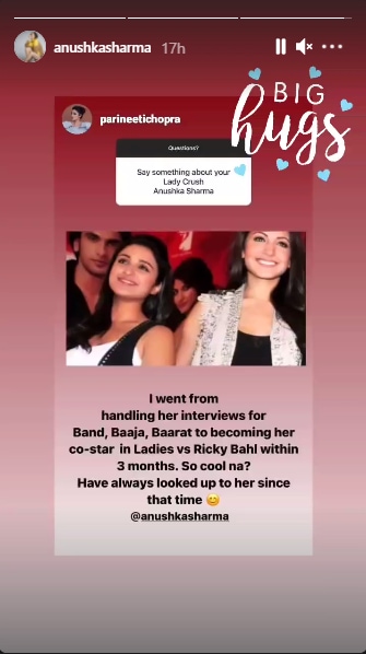 Anushka shared it on her Instagram Stories with a 'big hugs' sticker.