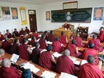 Tibetan Buddhist monks attend a class during a government-organised media tour in Lhasa, Tibet Autonomous Region, China.(Reuters)