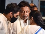 Kolkata: BJP leader Mukul Roy with TMC National General Secretary Abhisekh Banerjee during his re-joining of TMC party, in the presence of West Bengal CM Mamata Banerjee.(PTI) Kolkata: BJP leader Mukul Roy with TMC National General Secretary Abhisekh Banerjee during his re-joining of TMC party, in the presence of West Bengal CM Mamata Banerjee.(PTI)