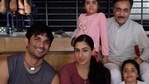Sushant Singh Rajput and Sara Ali Khan pose with Kedarnath co-star Nitish Bharadwaj and his daughters. 
