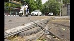 Damaged electrical wires near Ludhiana Club Road following heavy rain and gusty winds on Thursday night (Gurpreet Singh/HT) Damaged electrical wires near Ludhiana Club Road following heavy rain and gusty winds on Thursday night (Gurpreet Singh/HT)