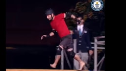 Guinness World Records' Facebook video on people competing to create the record for crossing a greased pole in the fastest time.