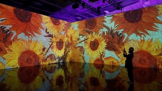 The "Immersive Van Gogh" featuring large-scale projections of works from Dutch artist Vincent van Gogh, is seen during a media preview in the Manhattan borough of New York City, U.S., May 26, 2021.  (REUTERS)