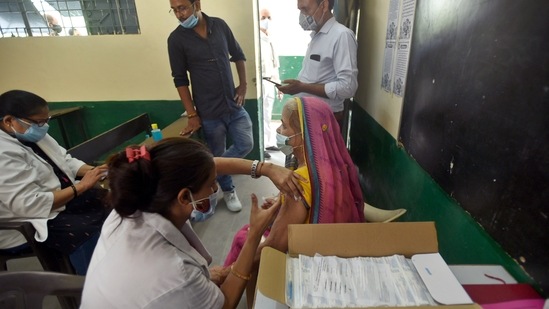 Representational: Covid-19 vaccination camp at a government school in a village at Sector 53, in Noida. (Photo by Sunil Ghosh / Hindustan Times) Representational: Covid-19 vaccination camp at a government school in a village at Sector 53, in Noida. (Photo by Sunil Ghosh / Hindustan Times)