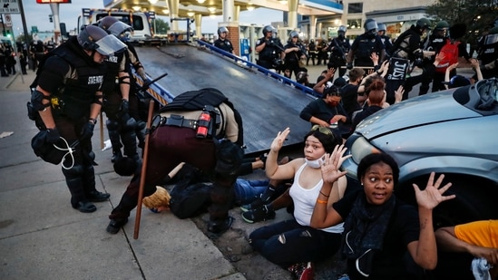 The image of Black Lives Matter was part of a series of photographs by The Associated Press that won the 2021 Pulitzer Prize for breaking news photography.(AP) The image of Black Lives Matter was part of a series of photographs by The Associated Press that won the 2021 Pulitzer Prize for breaking news photography.(AP)