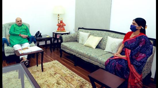 In the run-up to the Uttar Pradesh assembly polls due early next year, Union home minister Amit Shah met Apna Dal (Sonelal) chief Anupriya Patel in New Delhi. (PTI PHOTO COURTESY TWITTER) In the run-up to the Uttar Pradesh assembly polls due early next year, Union home minister Amit Shah met Apna Dal (Sonelal) chief Anupriya Patel in New Delhi. (PTI PHOTO COURTESY TWITTER)