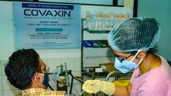 A medic administers Covaxin, developed by Bharat Biotech (PTI).