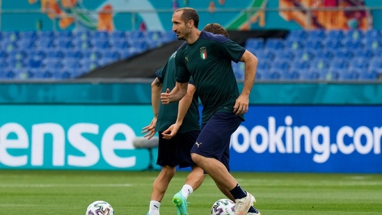 Italy skipper Giorgio Chiellini in training.(Ap)