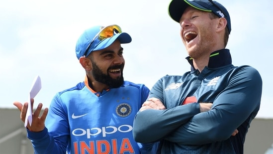 Virat Kohli and Eoin Morgan share a laugh. (Getty Images) Virat Kohli and Eoin Morgan share a laugh. (Getty Images)