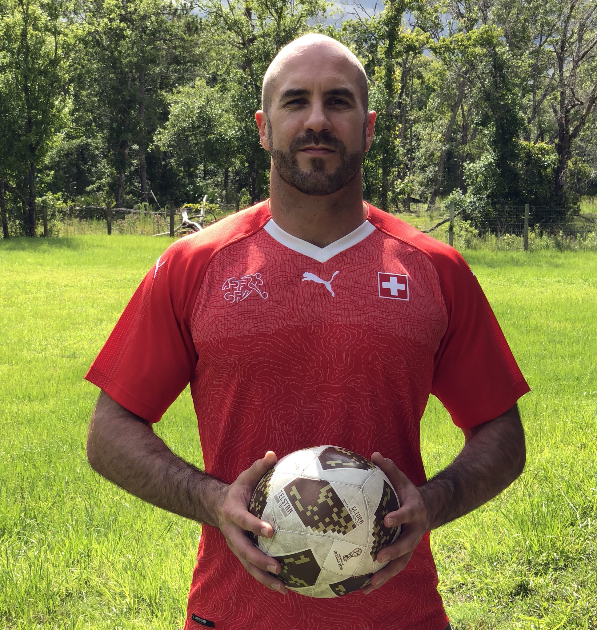 Cesaro supporting Switzerland at Euro 2020.