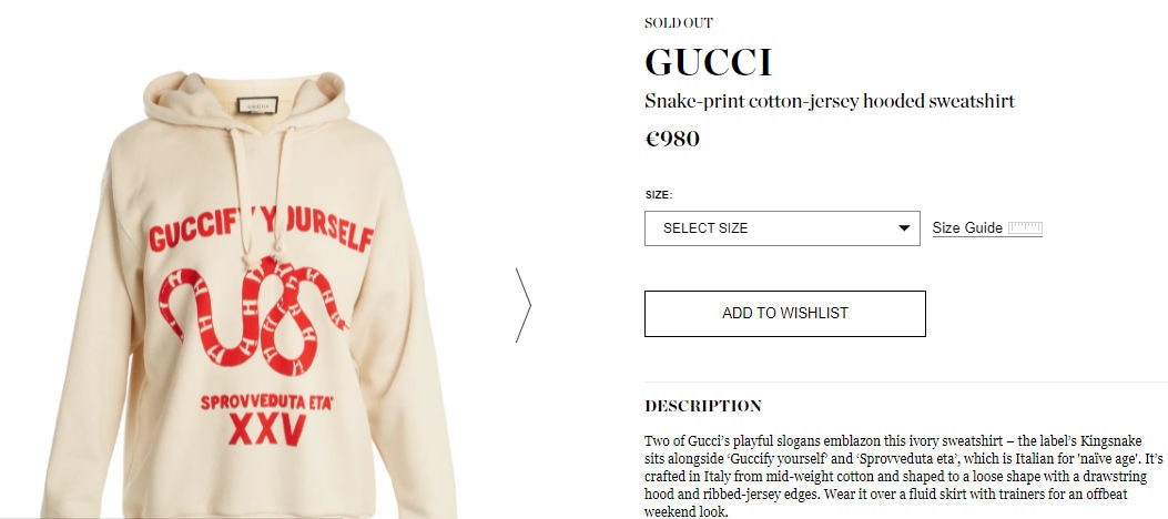 The hoodie by Gucci