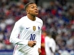 Kylian Mbappe reacts during the international friendly soccer match between France and Bulgaria. Kylian Mbappe reacts during the international friendly soccer match between France and Bulgaria.