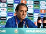 Italy coach Roberto Mancini during a press conference.
