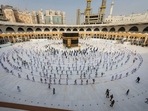 Pilgrims walk around the Kabba at the Grand Mosque in the Muslim holy city of Mecca, Saudi Arabia. Pilgrims walk around the Kabba at the Grand Mosque in the Muslim holy city of Mecca, Saudi Arabia.