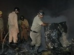 Firefighting operation underway in Madanpur Khadar area near Kalindi Kunj.