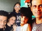 Manoj Bajpayee poses with wife, Shabana, and daughter Ava.