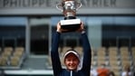 Czech Republic's Barbora Krejcikova celebrates with the Suzanne Lenglen Cup after winning the women's singles final tennis match against Russia's Anastasia Pavlyuchenkova during the trophy ceremony on Day 14 of The Roland Garros 2021 French Open tennis tournament in Paris(AFP) Czech Republic's Barbora Krejcikova celebrates with the Suzanne Lenglen Cup after winning the women's singles final tennis match against Russia's Anastasia Pavlyuchenkova during the trophy ceremony on Day 14 of The Roland Garros 2021 French Open tennis tournament in Paris(AFP)