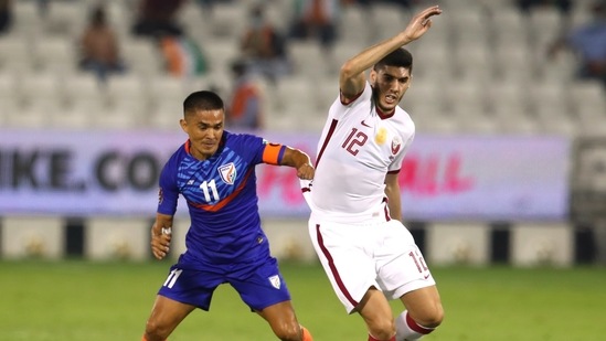 Sunil Chhetri (In blue) (REUTERS)