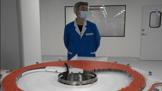 Covid-19 vaccines are produced at a factory of Chinese pharmaceutical company Sinovac in Beijing. (AP) Covid-19 vaccines are produced at a factory of Chinese pharmaceutical company Sinovac in Beijing. (AP)