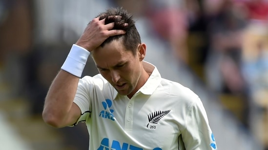New Zealand's Trent Boult walks to bowl during the second day of the second cricket test match between England and New Zealand at Edgbaston.(AP) New Zealand's Trent Boult walks to bowl during the second day of the second cricket test match between England and New Zealand at Edgbaston.(AP)