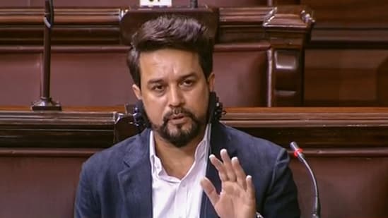Minister of state in the finance ministry, Anurag Thakur, has responded to the remarks of West Bengal Finance Minister Amit Mitra, who claimed that his voice was muzzled at the end of the GST Council meeting.(PTI)