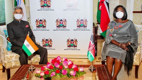 India and Kenya are currently serving in the United Nation Security Council. In picture - S Jaishankar meets Foreign Affairs Minister of Kenya Raychelle Omamo.(PTI)
