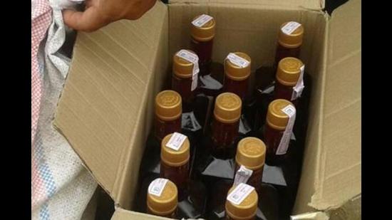 Excise officials said each box contained 12 bottles, making it 23,580 bottles in all. (HT File Photo) Excise officials said each box contained 12 bottles, making it 23,580 bottles in all. (HT File Photo)