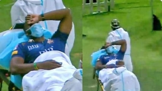 Andre Russell was stretchered off after being hit by a bouncer in a PSL match