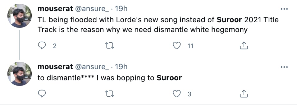 A comparison between Suroor 2021 and Lorde's song.