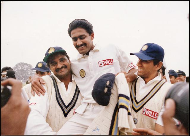 Javagal Srinath, Anil Kumble and Venkatesh Prasad celebrate victory at the Feroz Shah Kotla in 1999. Javagal Srinath, Anil Kumble and Venkatesh Prasad celebrate victory at the Feroz Shah Kotla in 1999.